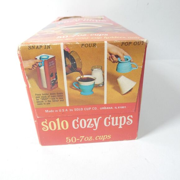 Solo Cozy Cups - 50 7oz Plastic Cup Refills - Vintage Retro NOS Sealed Box 1970s - Picture 9 of 10